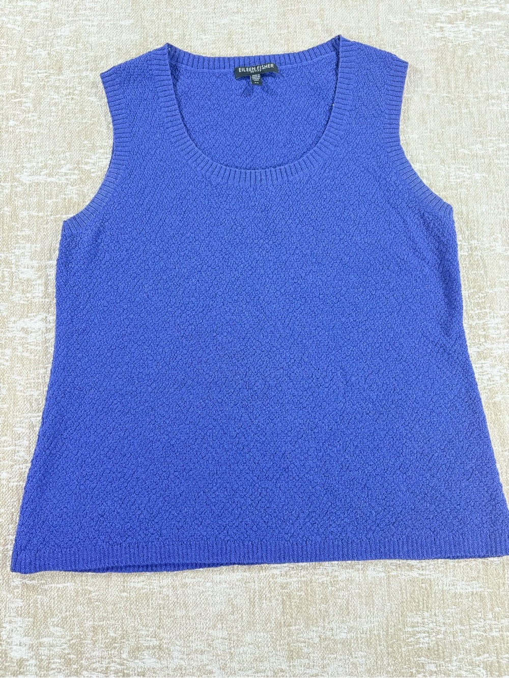 Eileen Fisher Royal Blue 100% Wool Textured Knit Sweater Vest Tank Top